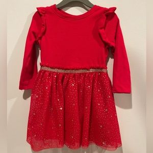 Cat &‎ Jack Red/Gold Star Dress Size 2T
